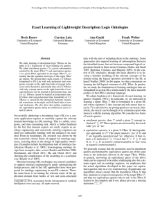 Exact Learning of Lightweight Description Logic Ontologies Boris Konev Carsten Lutz Ana Ozaki