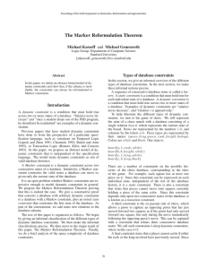 The Markov Reformulation Theorem Michael Kassoff and Michael Genesereth