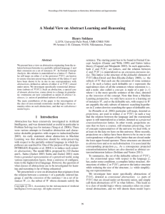 A Modal View on Abstract Learning and Reasoning Henry Soldano