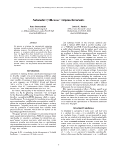 Automatic Synthesis of Temporal Invariants Sara Bernardini David E. Smith