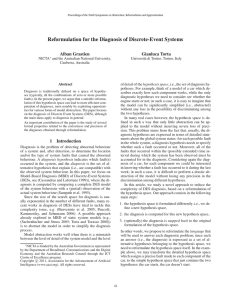 Reformulation for the Diagnosis of Discrete-Event Systems Alban Grastien Gianluca Torta