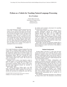 Python as a Vehicle for Teaching Natural Language Processing Reva Freedman