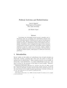 Political Activism and Redistribution Jamele Rigolini Department of Economics New York University