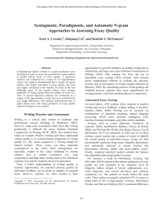 Syntagmatic, Paradigmatic, and Automatic N-gram Scott A. Crossley , Zhiqiang Cai