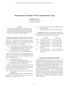 Propositional Attitudes in Non-Compositional Logic Matthias Gerner