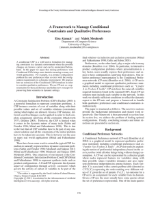 A Framework to Manage Conditional Constraints and Qualitative Preferences Eisa Alanazi