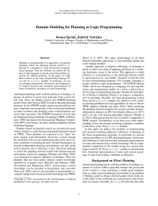Domain Modeling for Planning as Logic Programming Roman Bart´ak, Jindˇrich Vodr´aˇzka