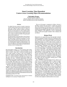 Smart Learning: Time-Dependent Context-Aware Learning Object Recommendations Christopher Krauss