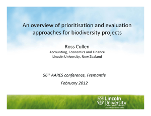 An overview of prioritisation and evaluation  approaches for biodiversity projects  Ross Cullen 56