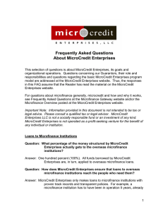 Frequently Asked Questions About MicroCredit Enterprises