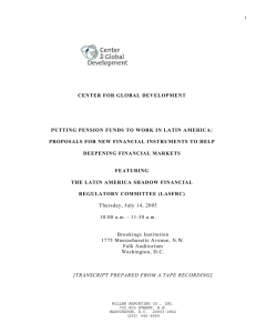 CENTER FOR GLOBAL DEVELOPMENT PROPOSALS FOR NEW FINANCIAL INSTRUMENTS TO HELP