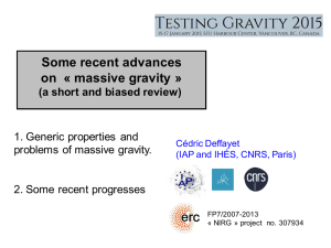Some recent advances on  « massive gravity »