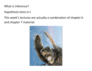 What is inference? Hypothesis tests in t and chapter 7 material.