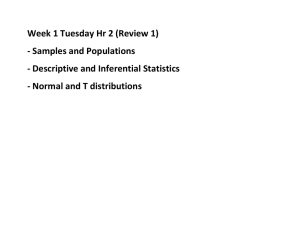 Week 1 Tuesday Hr 2 (Review 1) - Samples and Populations