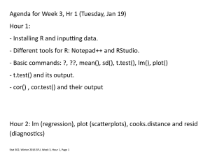 Agenda for Week 3, Hr 1 (Tuesday, Jan 19) Hour 1:
