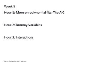 Week 8 Hour 1: More on polynomial fits. The AIC