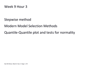 Week 9 Hour 3  Stepwise method Modern Model Selection Methods