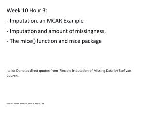 Week 10 Hour 3: - Imputation, an MCAR Example