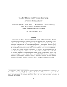 Teacher Shocks and Student Learning: Evidence from Zambia.
