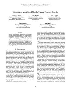 Validating an Agent-Based Model of Human Password Behavior Bruno Korbar Jim Blythe