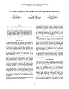 Toward Caching Symmetrical Subtheories for Weighted Model Counting Tim Kopp Parag Singla