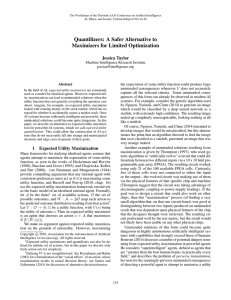 Quantilizers: A Safer Alternative to Maximizers for Limited Optimization Jessica Taylor