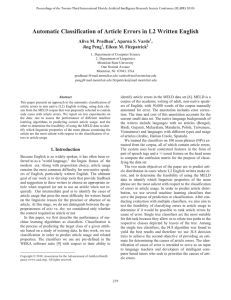 Automatic Classification of Article Errors in L2 Written English