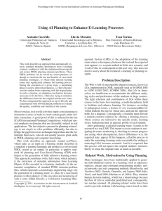 Using AI Planning to Enhance E-Learning Processes Antonio Garrido Lluvia Morales Ivan Serina