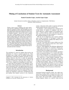 Mining of Conclusions of Student Texts for Automatic Assessment