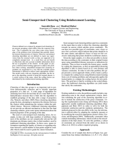 Semi-Unsupervised Clustering Using Reinforcement Learning Sourabh Bose and Manfred Huber