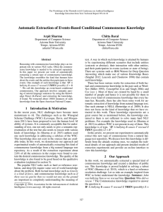 Automatic Extraction of Events-Based Conditional Commonsense Knowledge Arpit Sharma Chitta Baral