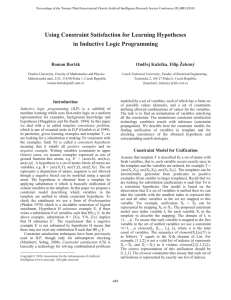 Using Constraint Satisfaction for Learning Hypotheses in Inductive Logic Programming Roman Barták