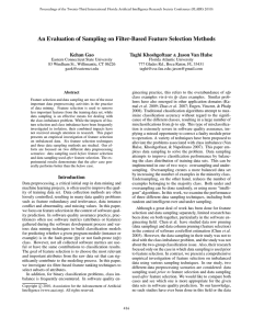 An Evaluation of Sampling on Filter-Based Feature Selection Methods Kehan Gao