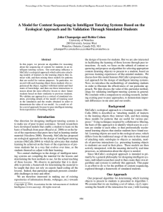 A Model for Content Sequencing in Intelligent Tutoring Systems Based... Ecological Approach and Its Validation Through Simulated Students