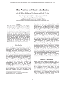 Meta-Prediction for Collective Classification Luke K. McDowell , Kalyan Moy Gupta