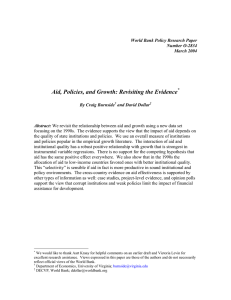 Aid, Policies, and Growth: Revisiting the Evidence