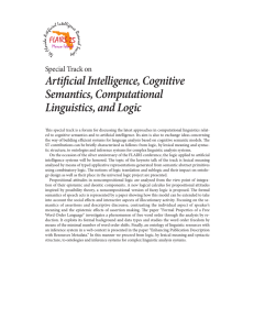Artificial Intelligence, Cognitive Semantics, Computational Linguistics, and Logic Special Track on
