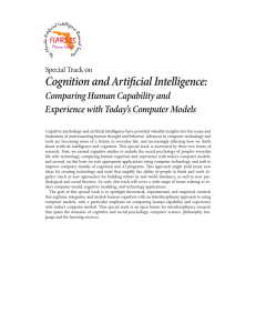 Cognition and Artificial Intelligence: Comparing Human Capability and Special Track on