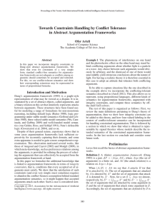 Towards Constraints Handling by Conflict Tolerance in Abstract Argumentation Frameworks Ofer Arieli