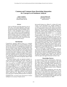 Common and Common-Sense Knowledge Integration for Concept-Level Sentiment Analysis Erik Cambria Newton Howard