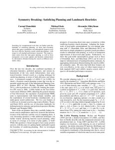 Symmetry Breaking: Satisficing Planning and Landmark Heuristics Carmel Domshlak Michael Katz Alexander Shleyfman