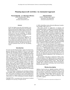 Planning Spacecraft Activities: An Automated Approach Nicola Policella and Henrique Oliveira