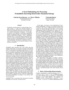 A Novel Methodology for Processing Probabilistic Knowledge BasesUnder Maximum Entropy Christoph Beierle
