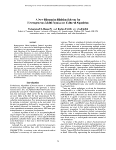 A New Dimension Division Scheme for Heterogeneous Multi-Population Cultural Algorithm