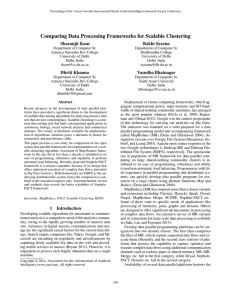 Comparing Data Processing Frameworks for Scalable Clustering Sharanjit Kaur Rakhi Saxena
