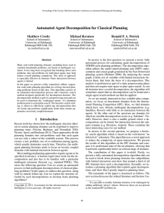 Automated Agent Decomposition for Classical Planning Matthew Crosby Michael Rovatsos