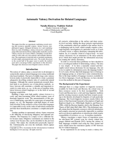 Automatic Valency Derivation for Related Languages Natalia Klyueva, Vladislav Kubo ˇn
