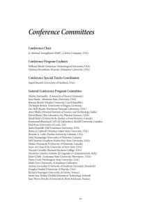 Conference Committees Conference Chair Conference Program Cochairs
