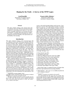 Hoping for the Truth – A Survey of the TPTP... Geoff Sutcliffe Francis Jeffry Pelletier