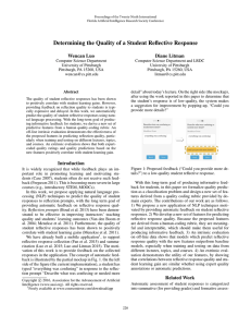 Determining the Quality of a Student Reﬂective Response Wencan Luo Diane Litman